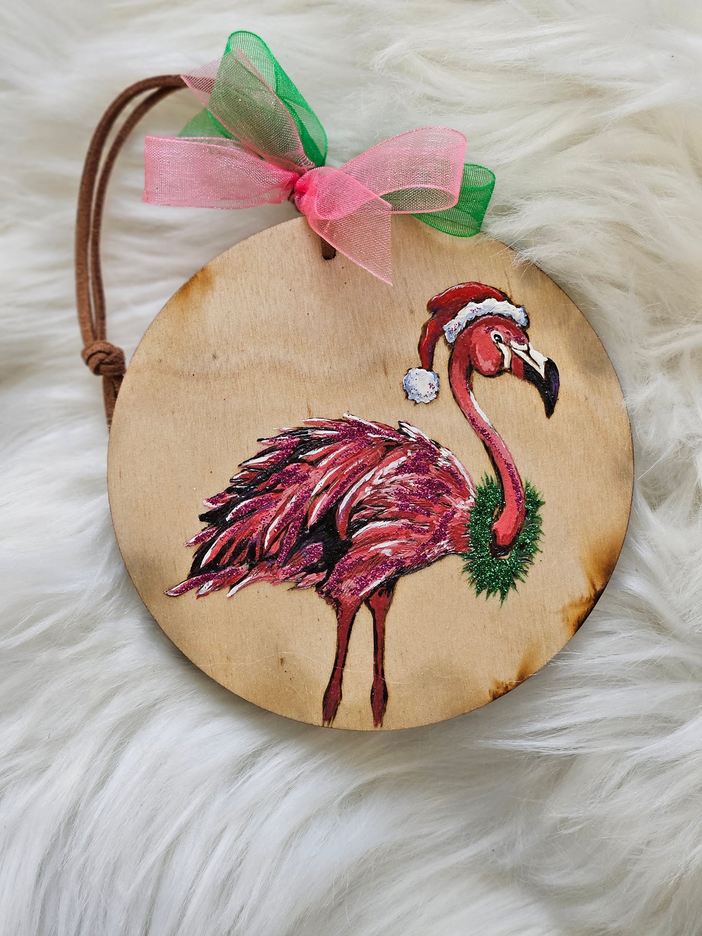 Flamingo for Christmas Ornament